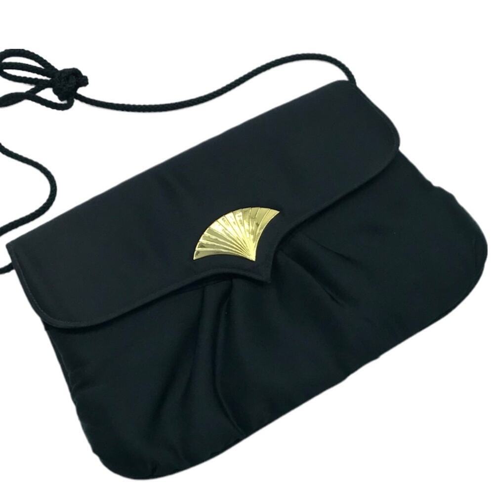 Satin Black Evening Shoulder Bag